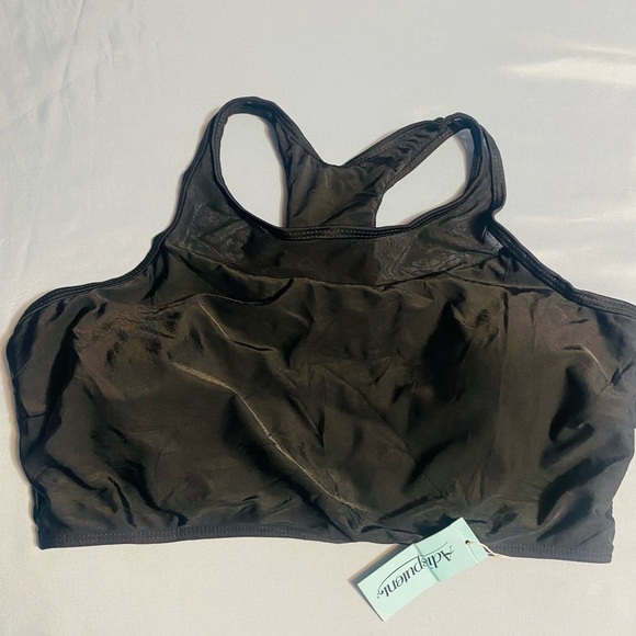 Black Racerback Mesh Swim Sports Bra - Picture 2 of 15